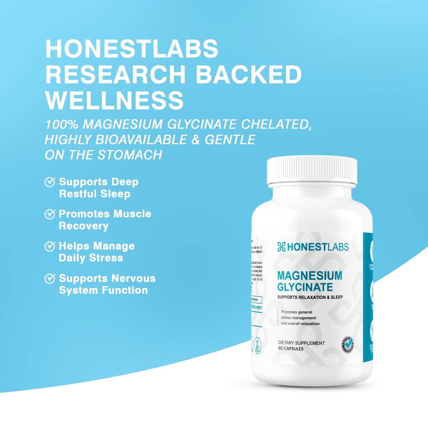 Honest Labs Magnesium Glycinate 60 Capsules  - Mann Nutrition