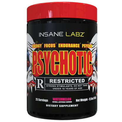 Insane Labz Psychotic Rated-R Pre-Workout | 424mg Caffeine | High-Stim Energy, Pump & Endurance