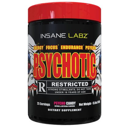 Insane Labz Psychotic Rated-R Pre-Workout | 424mg Caffeine | High-Stim Energy, Pump & Endurance
