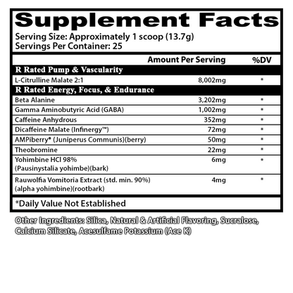 Insane Labz Psychotic Rated-R Pre-Workout | 424mg Caffeine | High-Stim Energy, Pump & Endurance
