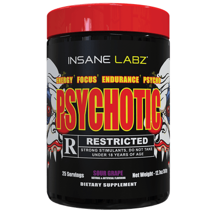 Insane Labz Psychotic Rated-R Pre-Workout | 424mg Caffeine | High-Stim Energy, Pump & Endurance - Mann Nutrition