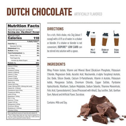 Isopure Zero Carb Whey Protein Isolate – 4.51 lbs Dutch Chocolate - Mann Nutrition