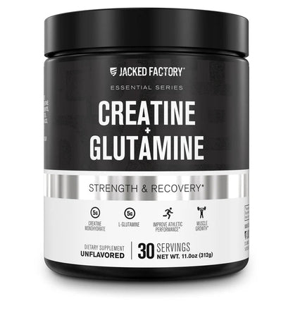Jacked Factory Creatine + Glutamine Powder | 5g Creatine Monohydrate + 5g L-Glutamine - Mann Nutrition