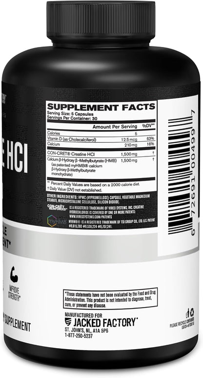 Jacked Factory Creatine HCl + HMB Capsules | CON-CRET® Creatine HCl & myHMB® - Mann Nutrition