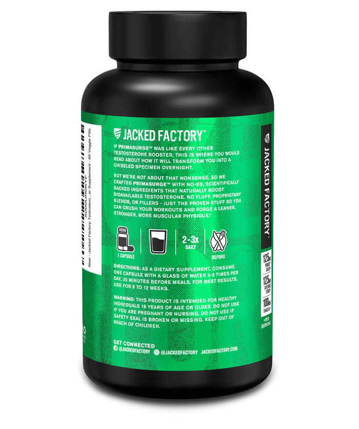 Jacked Factory PrimaSurge | Natural Testosterone Booster 60 Caps - Mann Nutrition