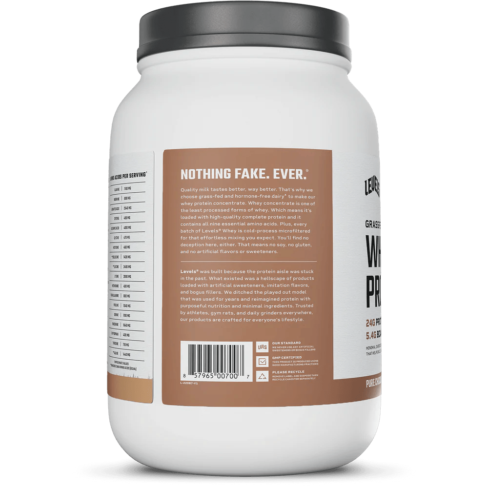 Levels Grass Fed Whey Protein 2 Lbs (Pure Chocolate)  - Mann Nutrition
