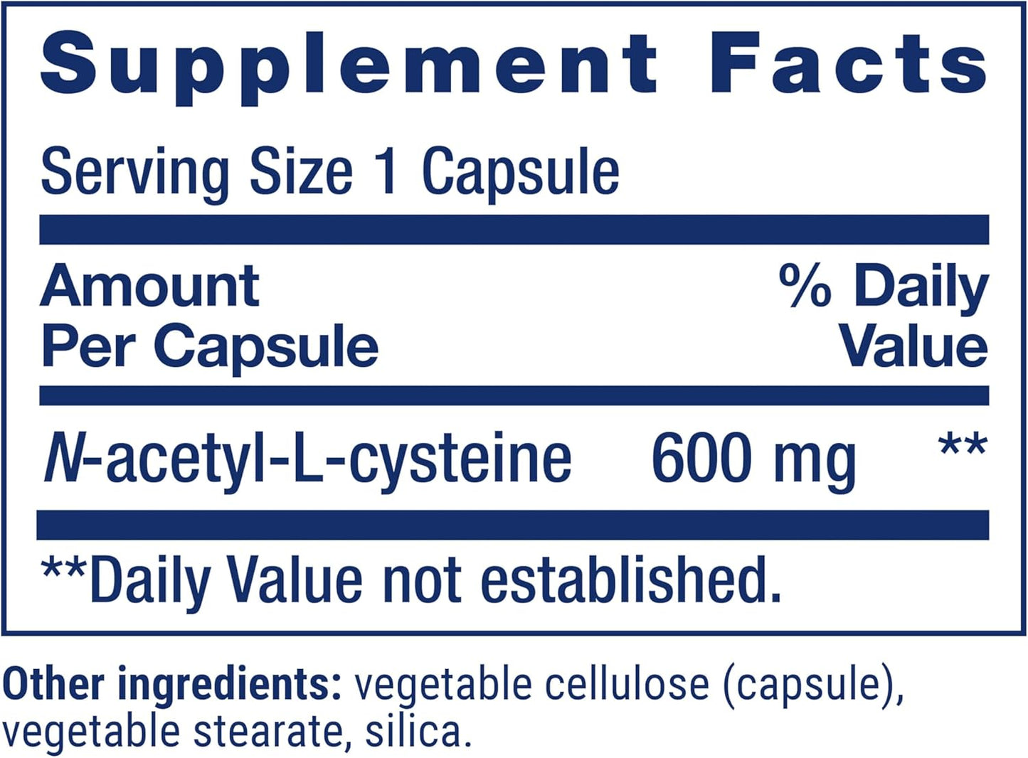 Life Extension N - Acetyl - L - Cysteine, 600 mg, 60 capsules  - Mann Nutrition