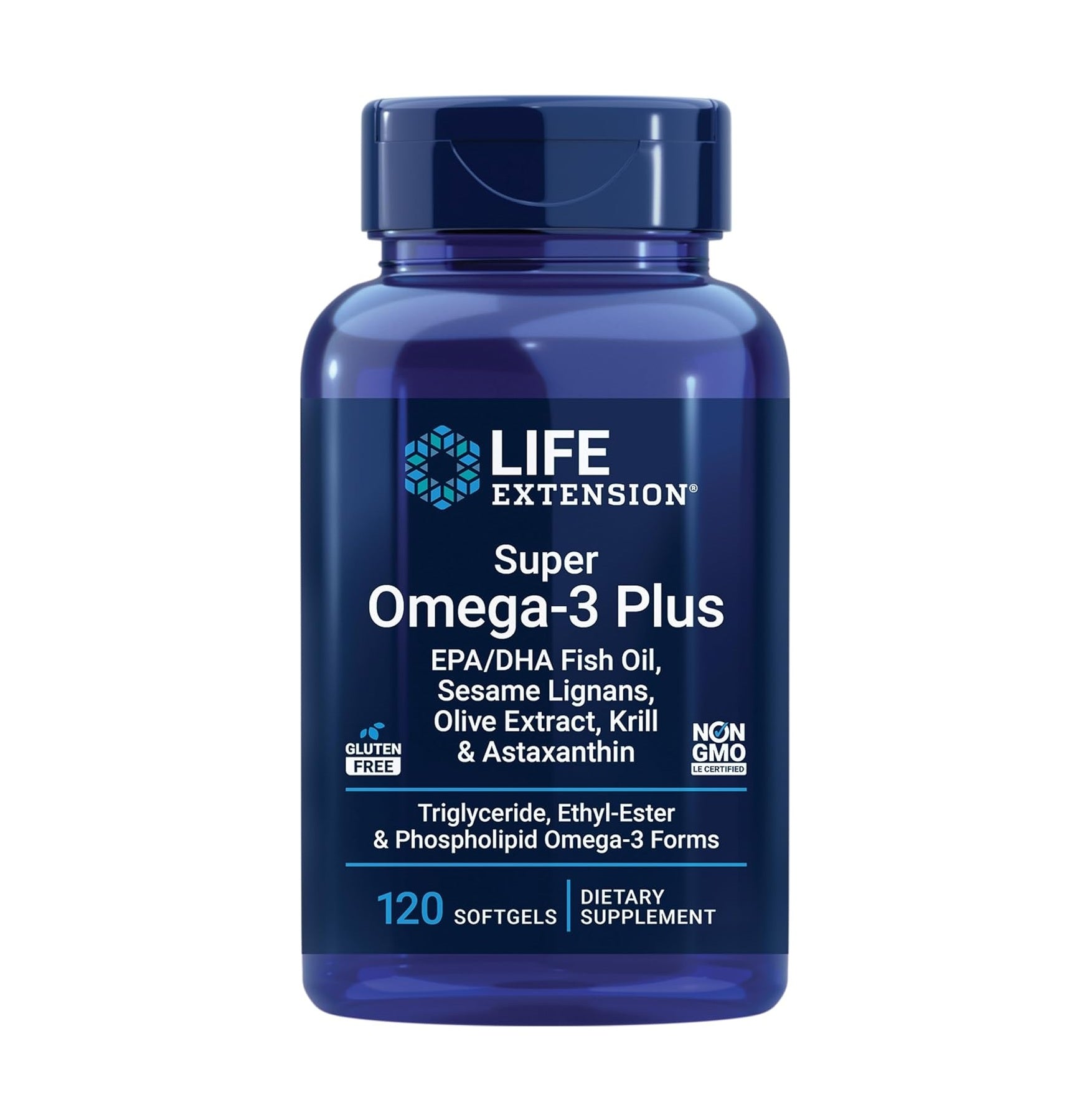 Life Extension Super Omega - 3 Plus EPA/DHA Fish Oil, Sesame Lignans, Olive Extract, Krill & Astaxanthin 120 Softgels  - Mann Nutrition