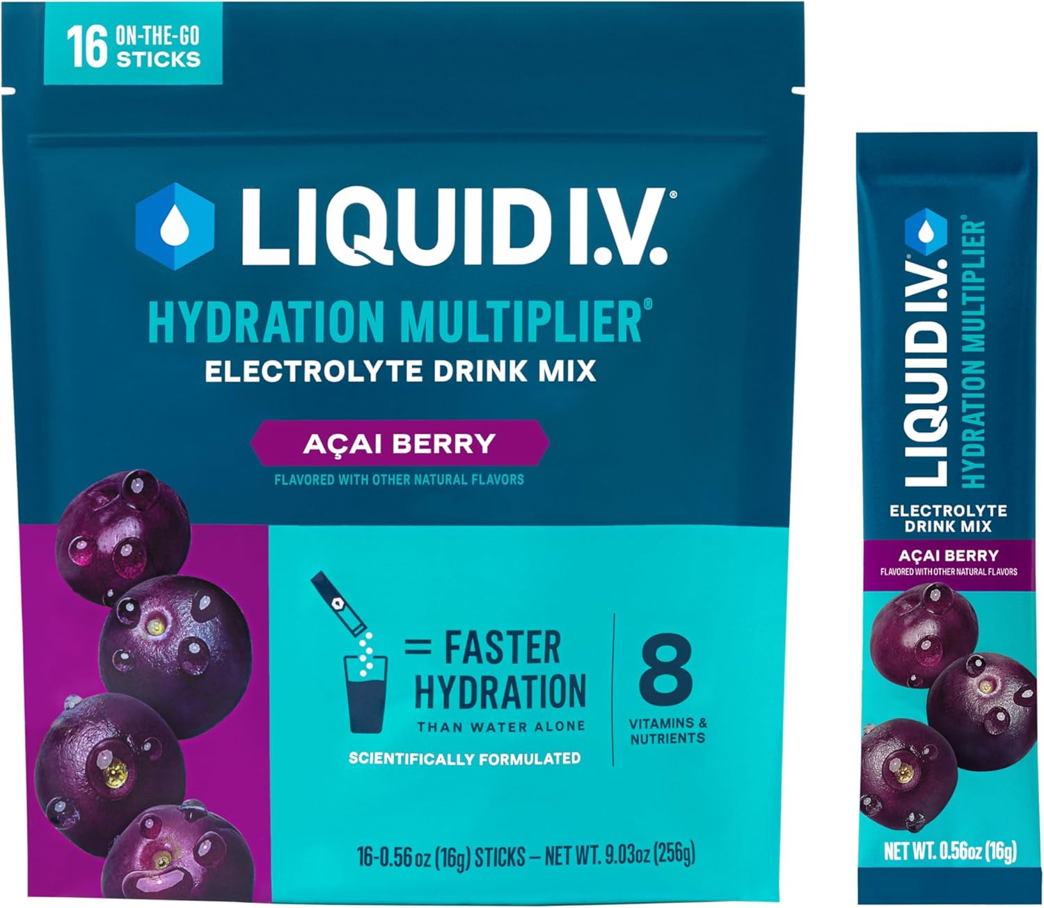 Liquid I.V.® Hydration Multiplier - Acai Berry (16 Sticks Pack)  - Mann Nutrition