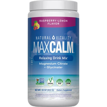 Natural Vitality MAXCALM Magnesium Powder – Raspberry Lemon, 16 oz