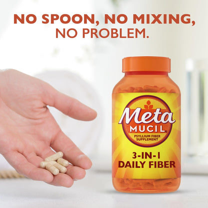 Meta Mucil 3 in 1 Psyllium Fiber Supplement - 300 Capsules  - Mann Nutrition