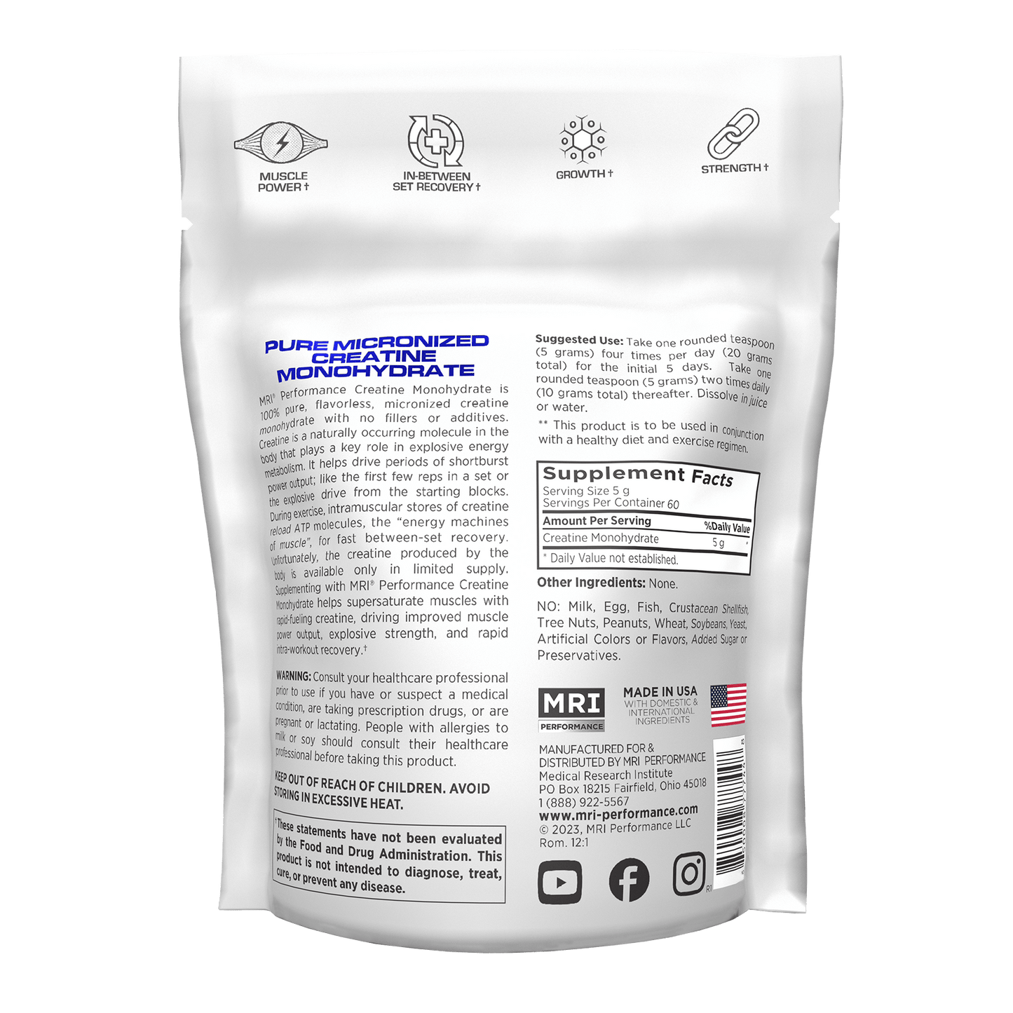 MRI Performance Micronized Creatine Monohydrate MRI027- Mann Nutrition