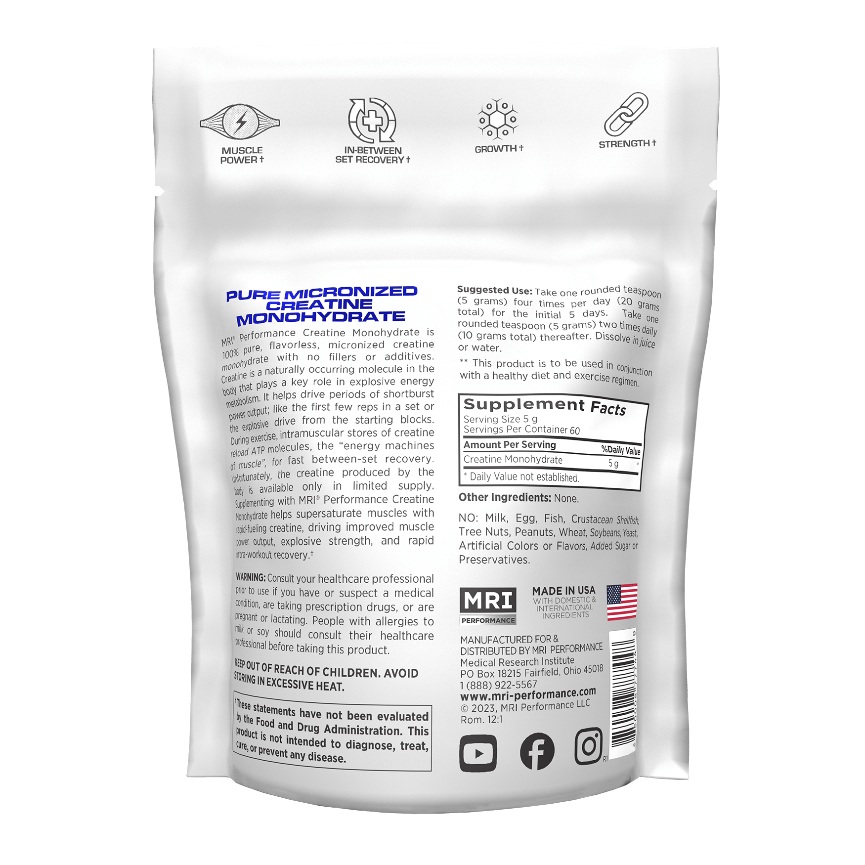 MRI Performance Micronized Creatine Monohydrate MRI027- Mann Nutrition