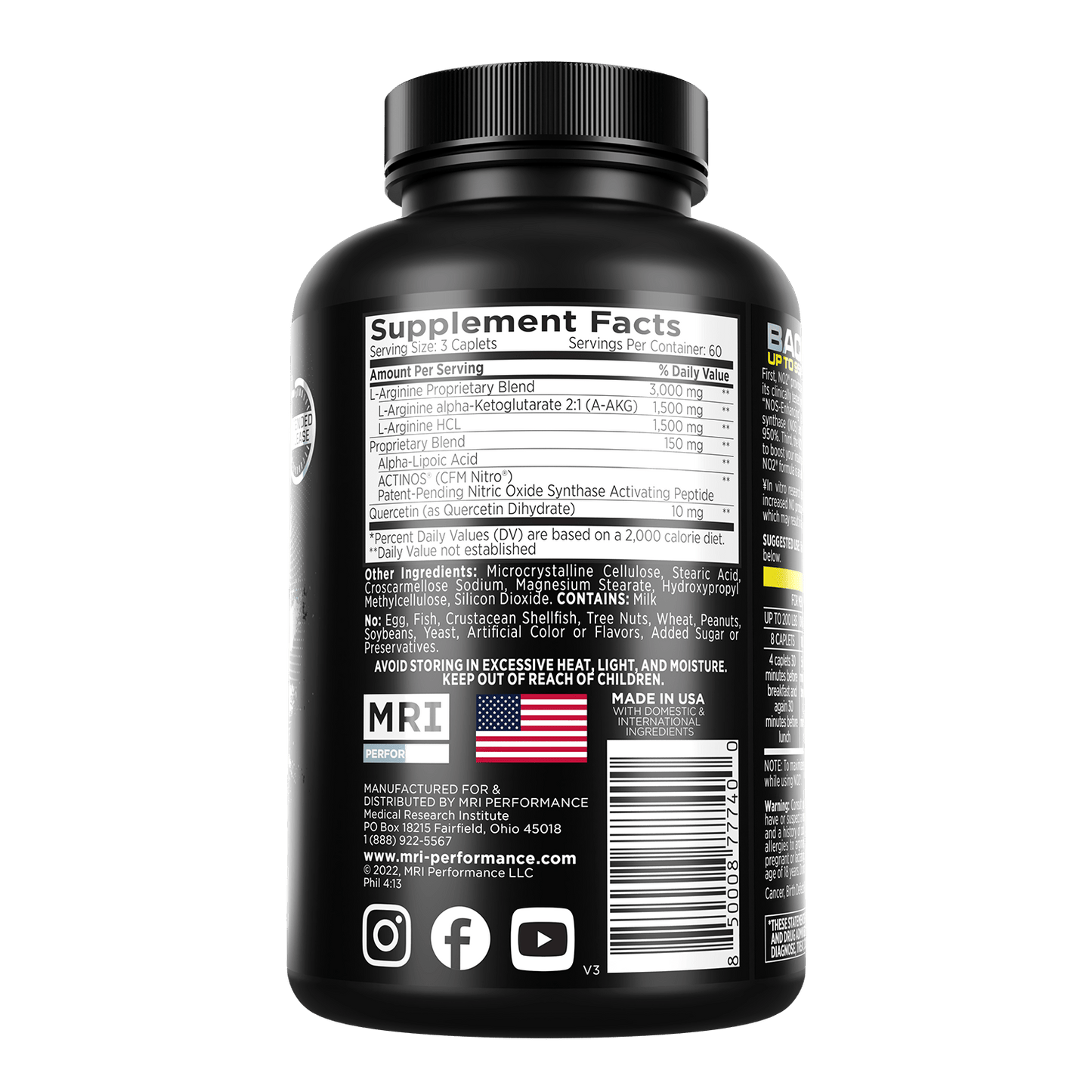MRI Performance NO2 Nitric Oxide Original Formula MRI021- Mann Nutrition
