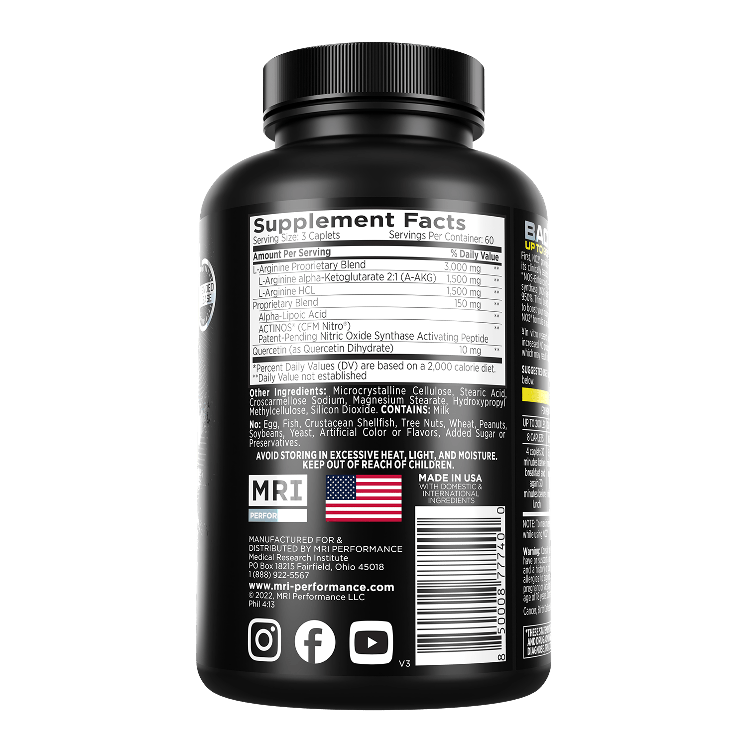 MRI Performance NO2 Nitric Oxide Original Formula MRI021- Mann Nutrition