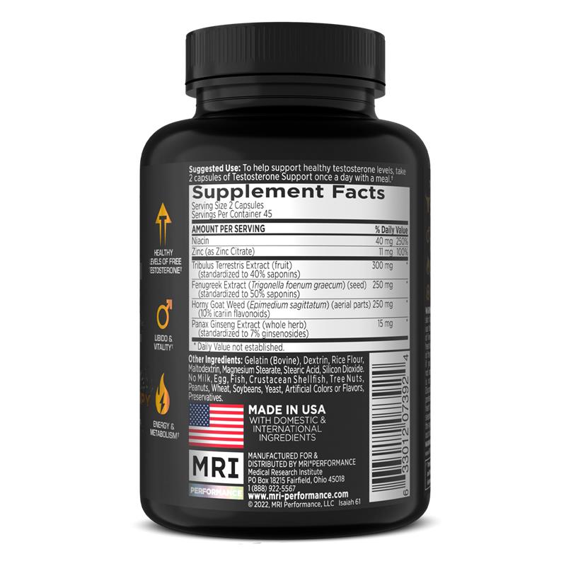 MRI Performance TRT Support Testosterone Replacement Therapy (90 Count) MRI018- Mann Nutrition