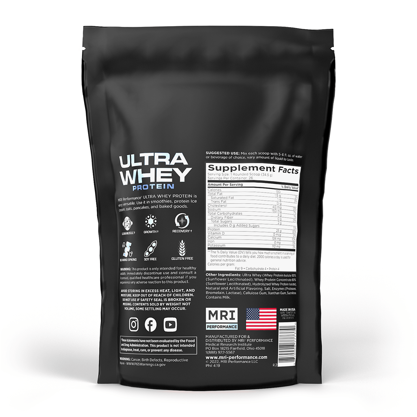 MRI Performance Ultra Whey Protein 2lb MRI024- Mann Nutrition