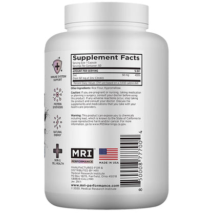 MRI Performance Zinc (60 Count) MRI015- Mann Nutrition