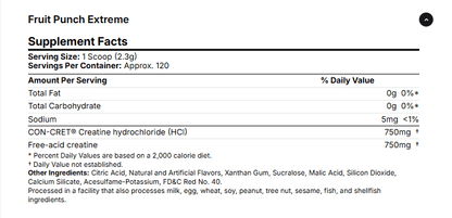 Muscletech Cell - Tech® Creatine HCl+ - 120 Servings (Fruit Punch Extreme)  - Mann Nutrition