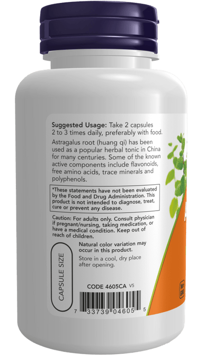 Now Astragalus 500 mg 100 Veg Capsules - Mann Nutrition