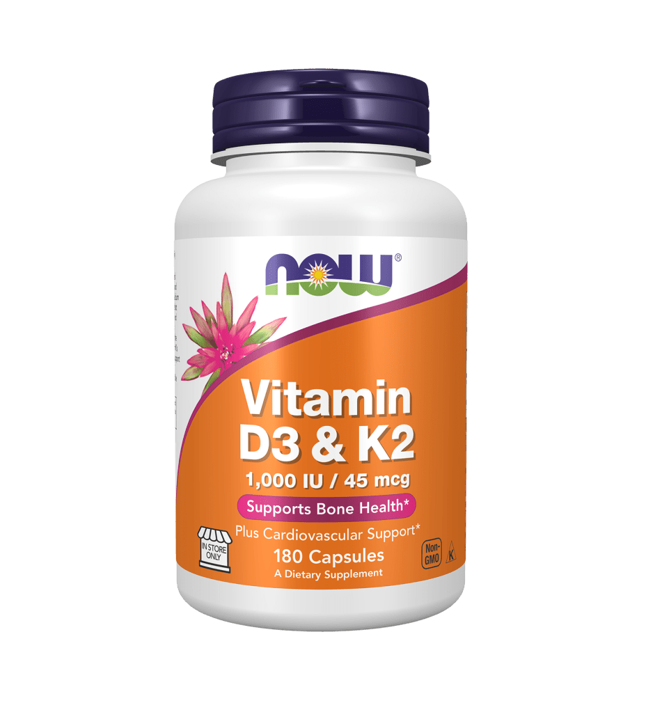Now D3 1000iu & K2 45mcg - 180 Caps - Mann Nutrition