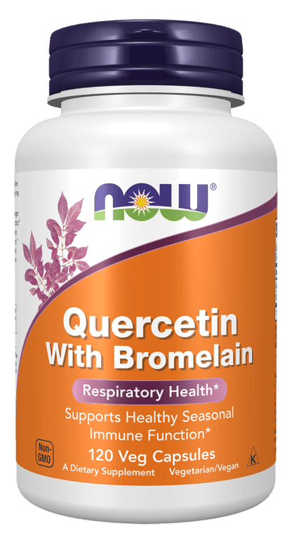 NOW Foods Quercetin with Bromelain | 800 mg Quercetin | Immune & Respiratory Support | 120 Vegan Capsules - Mann Nutrition
