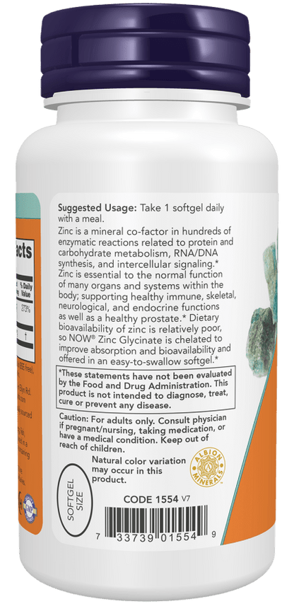 Now Foods Zinc Glycinate 120 Softgels - Mann Nutrition