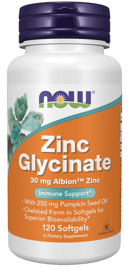 Now Foods Zinc Glycinate 120 Softgels - Mann Nutrition