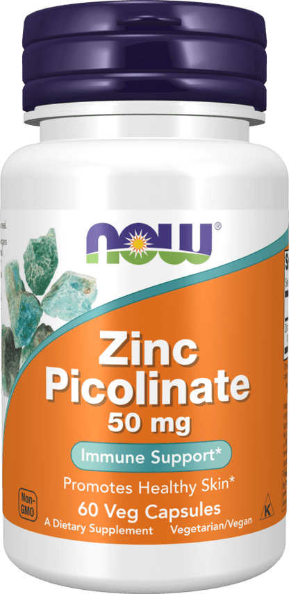 Now Foods Zinc Picolinate 50 mg 60 Veg Capsules - Mann Nutrition