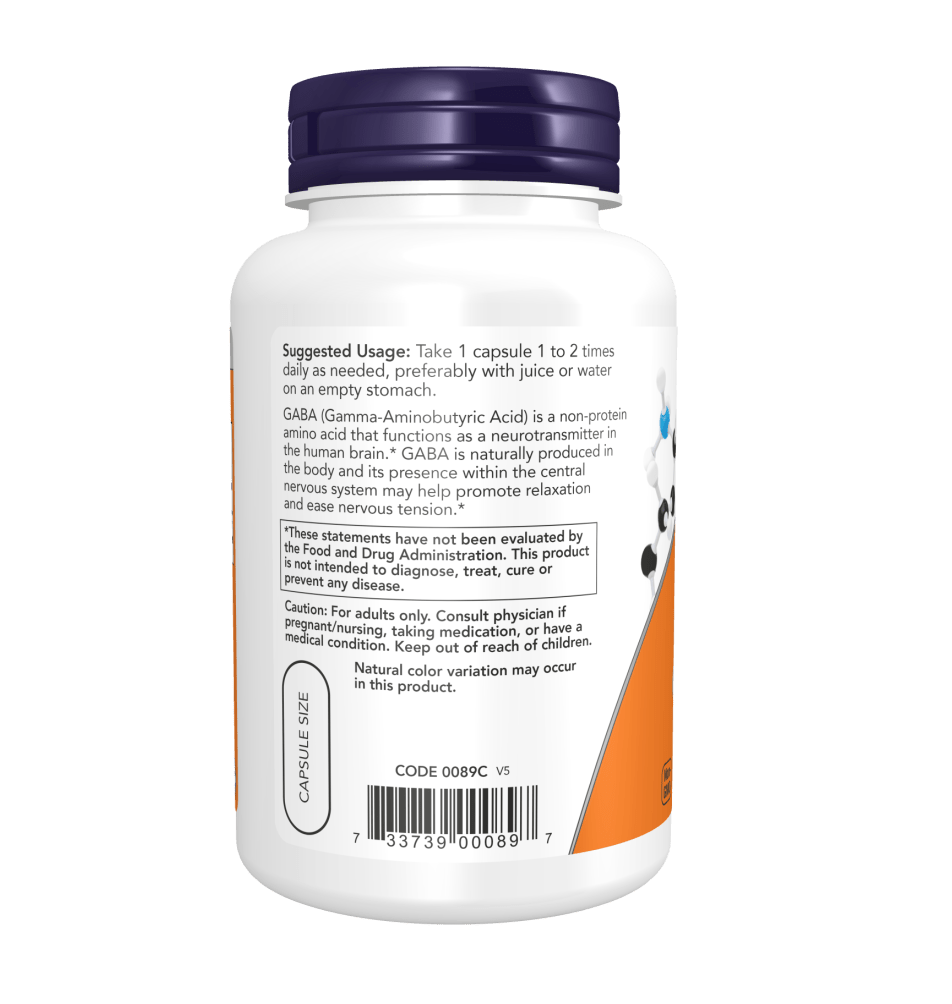 Now GABA 750 Mg 100 V Caps - Mann Nutrition