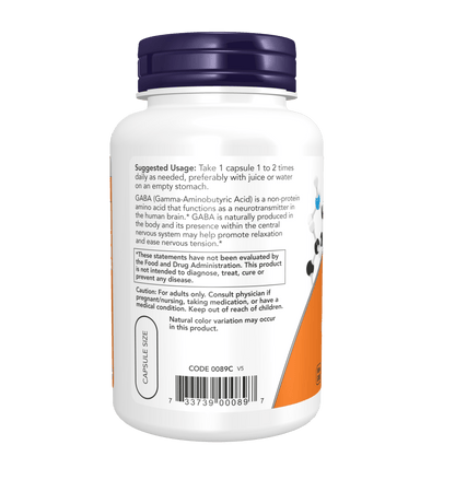Now GABA 750 Mg 100 V Caps - Mann Nutrition
