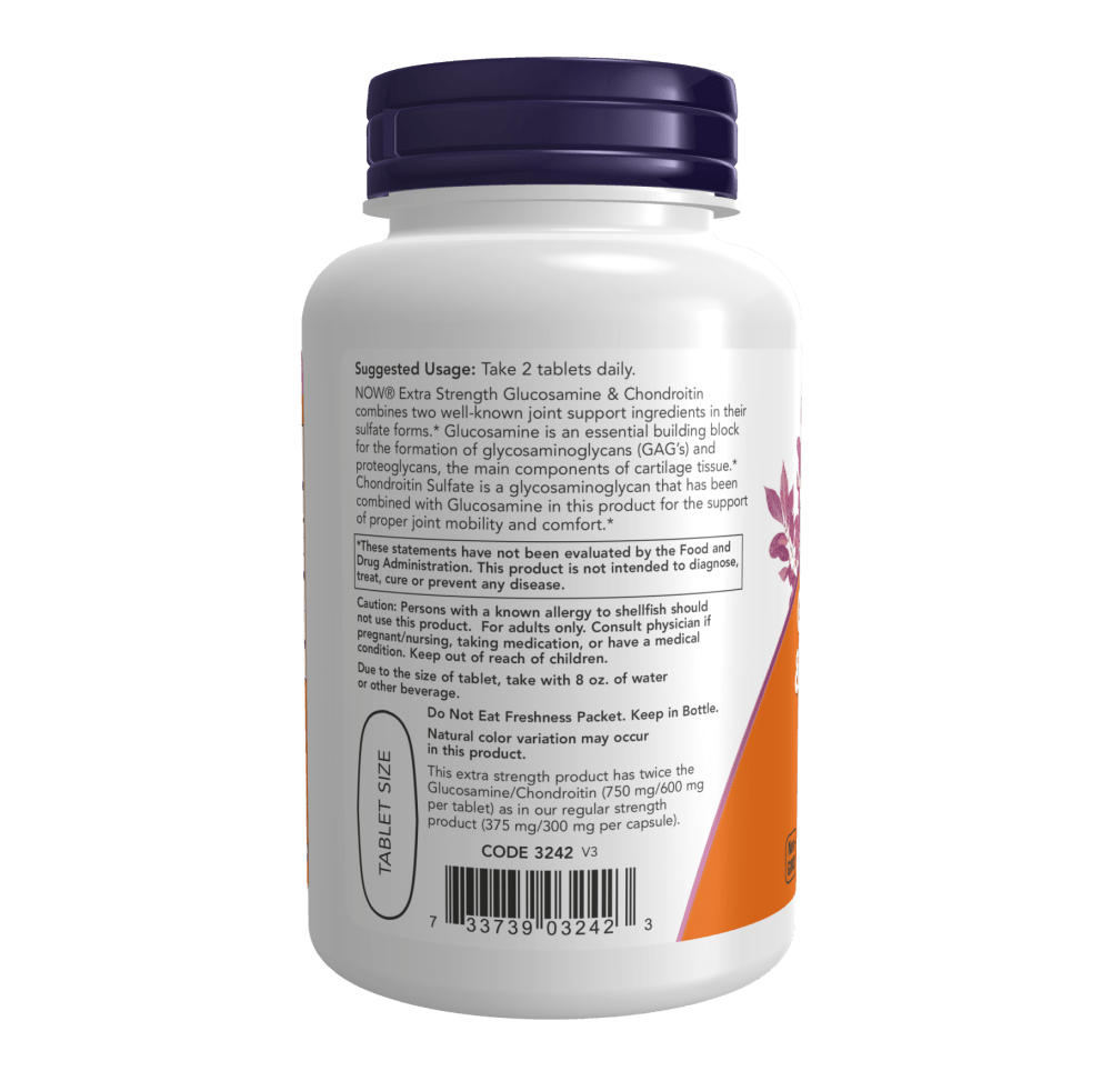 Now Glucosamine & Chondroitin Extra Strength 60 Tablets - Mann Nutrition