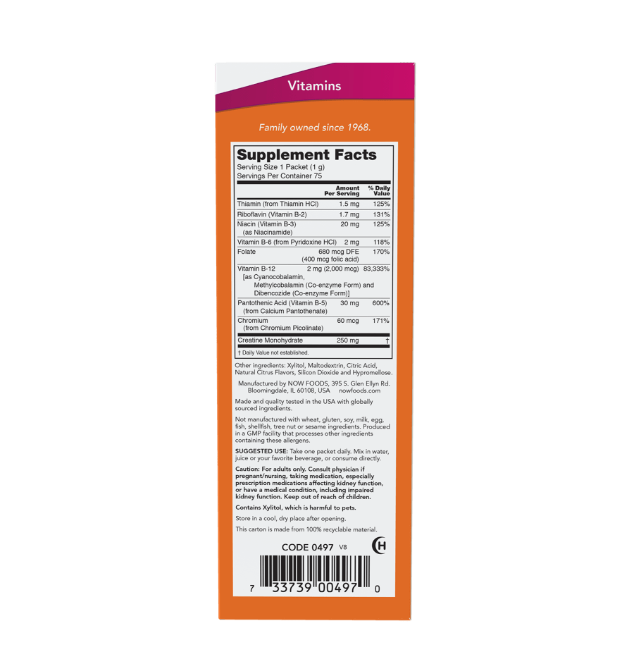 Now Instant Energy B - 12 Packets - Mann Nutrition