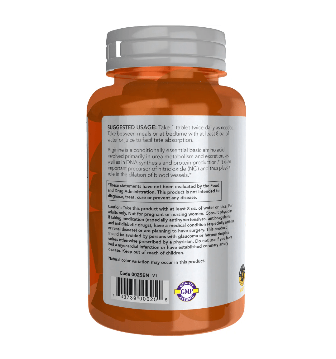 Now L - Arginine Double Strength 1000 mg - 60 Tablets - Mann Nutrition