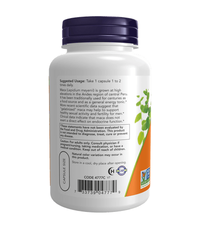 Now Maca 750 mg Raw Veg Capsules - Mann Nutrition
