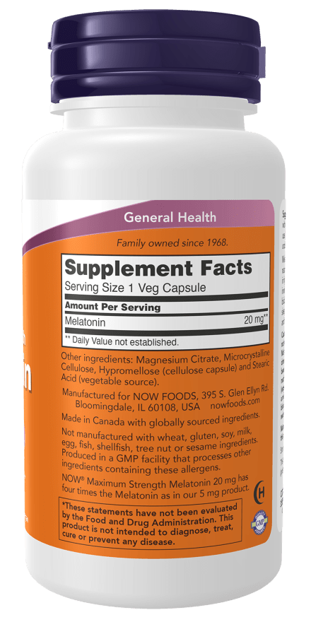 Now Melatonin 20 Mg 90 Capsules  - Mann Nutrition