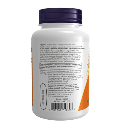 Now Super Omega 3 - 6 - 9 (90 Caps) - Mann Nutrition