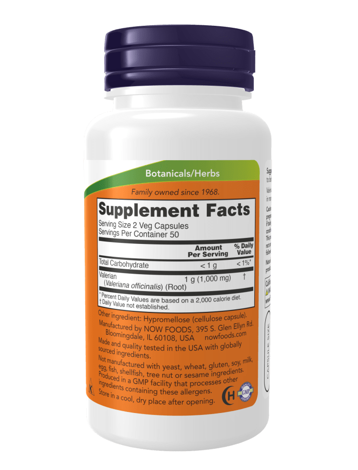 Now Valerian Root 500mg (100 Caps)  - Mann Nutrition