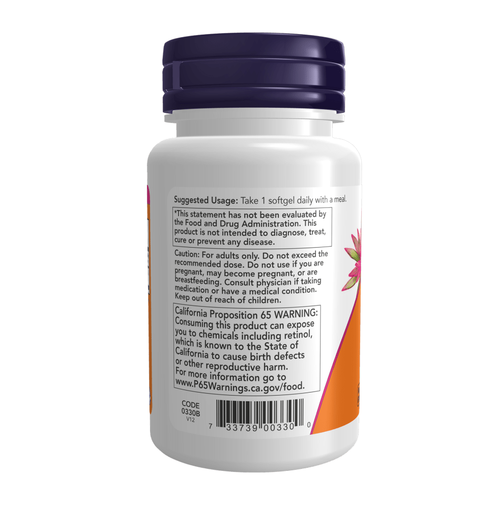 Now Vitamin - A 10000IU - 100 Softgels - Mann Nutrition