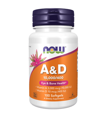 Now Vitamin A & D 10,000/400 IU Softgels - 100 Softgels - Mann Nutrition