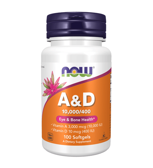 Now Vitamin A & D 10,000/400 IU Softgels - 100 Softgels - Mann Nutrition