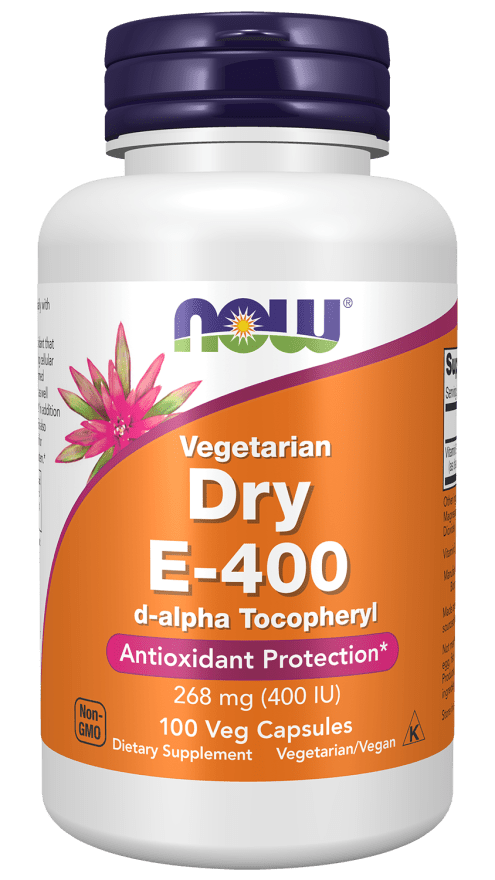 Now Vitamin E-400 Vegetarian Dry Veg Capsules (100 Caps) - Mann Nutrition