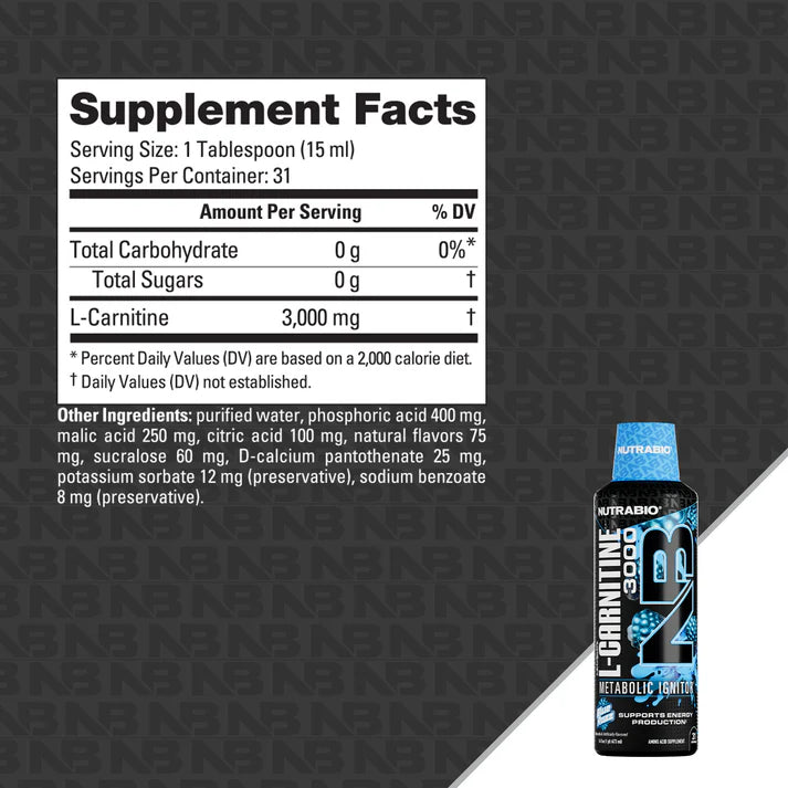Nutra Bio LeanShots Liquid L - Carnitine Shot (3000mg) - Mann Nutrition