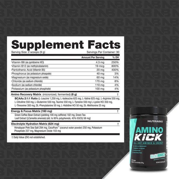 Nutrabio Amino Kick - All Day Aminos & Energy - Mann Nutrition