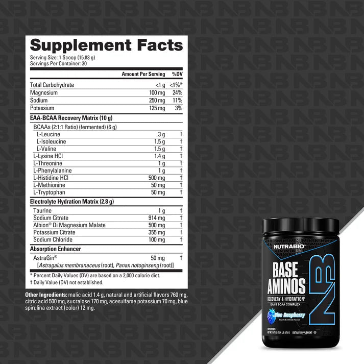NutraBio Base Aminos – EAA, BCAAs & Hydration Support - Mann Nutrition