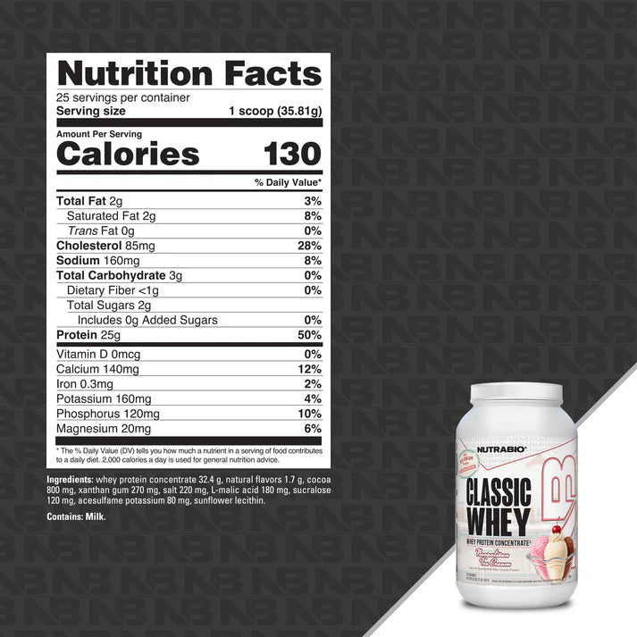 Nutrabio Classic Whey Protein Concentrate Powder - Mann Nutrition