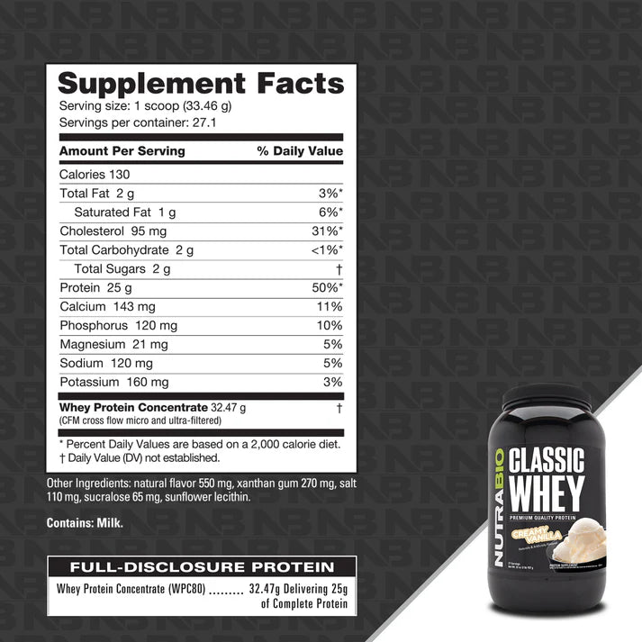 Nutrabio Classic Whey Protein Concentrate Powder - Mann Nutrition