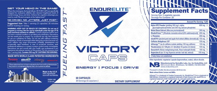 Nutrabio Endurelite Victory Caps 60 Caps  - Mann Nutrition