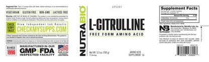 Nutrabio L - Citrulline 75 Servings - Mann Nutrition