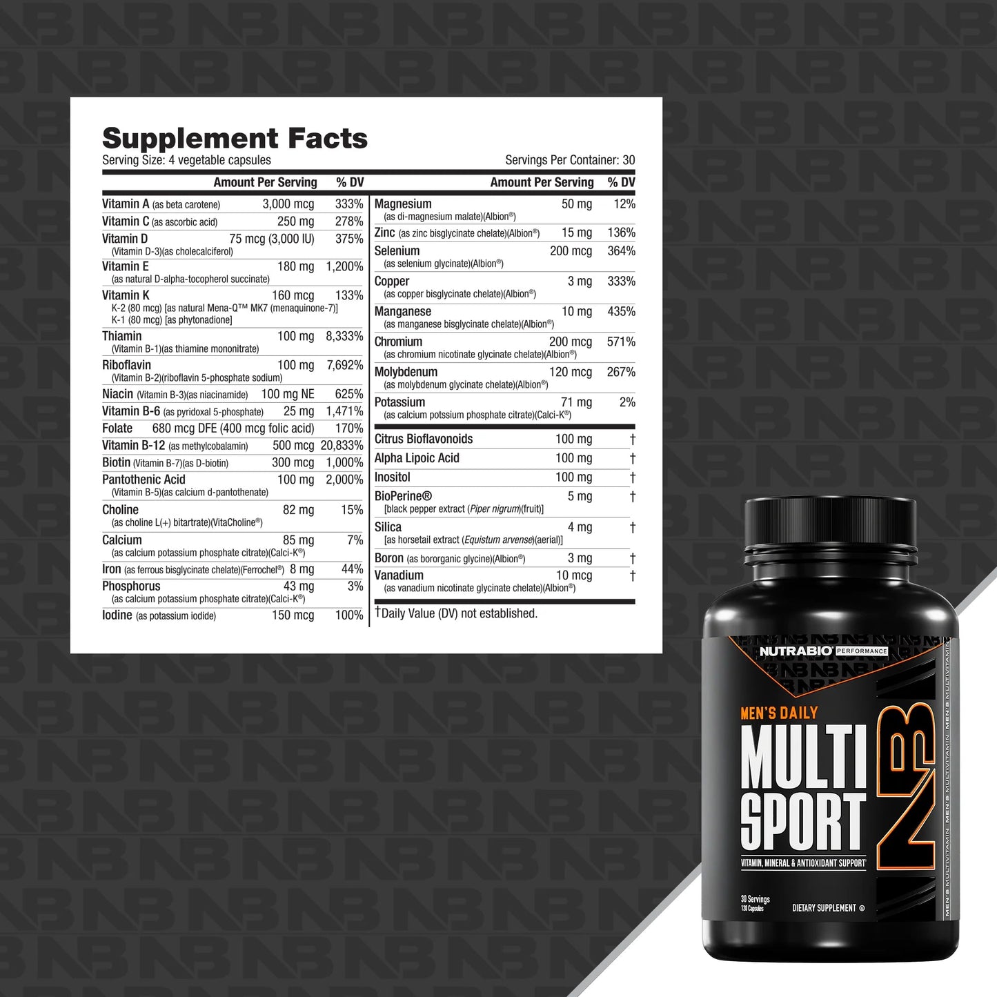 Nutrabio Multi Sport Vitamin, Mineral & Antioxidant Support  - Mann Nutrition